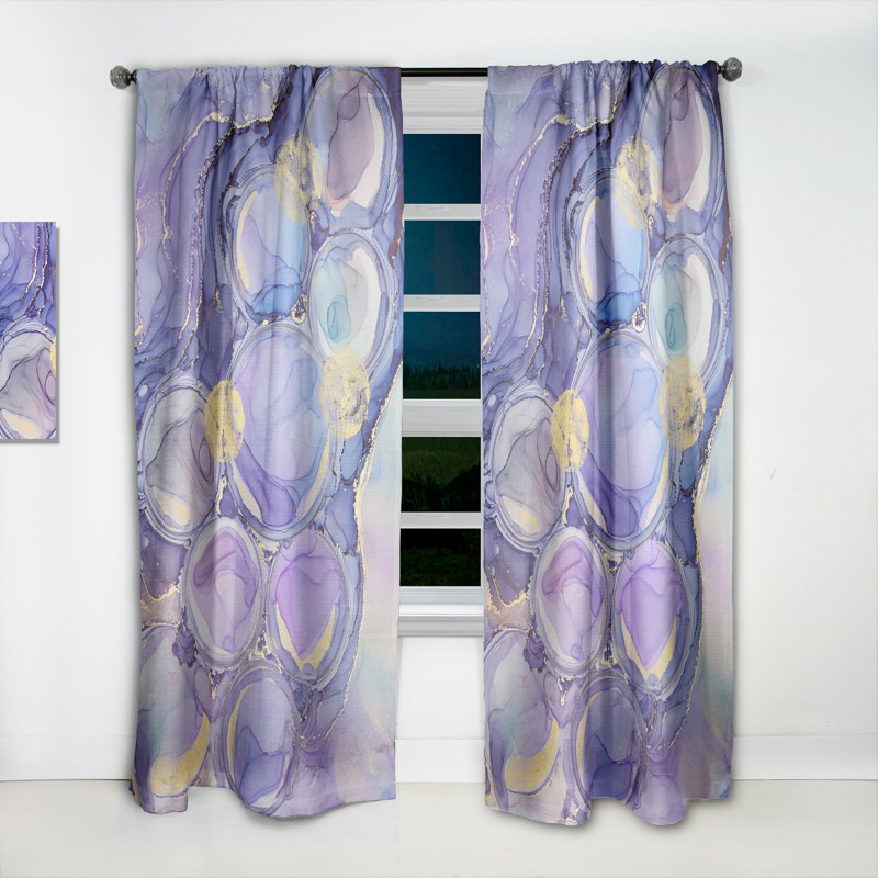 Rideau géométrique mauve abstrait mauve de luxe mauve - Velours obscurcissant - 1 panneau, L 52 po x L 120 po