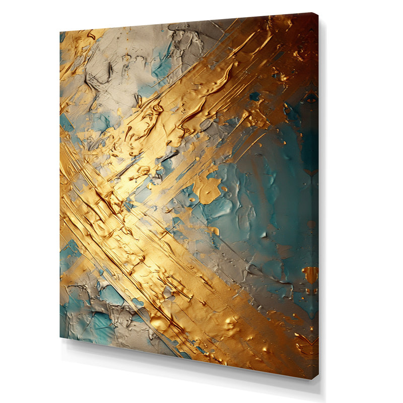 Art mural rétro sur toile bleu sarcelle exquis, H 44 po x l 34 po x P 1,5 po, Toile tendue