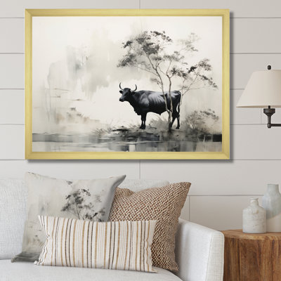 Art asiatique, vache Sumi xiv - impression