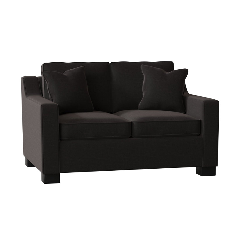 Causeuse à accoudoirs carrés de 56 po avec coussins réversibles Aceyon, Espresso, Acier Entice