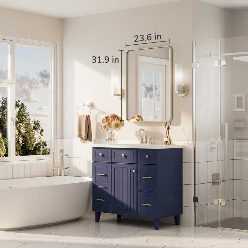 Bathroom Mirror with 1.2" Thick Aluminum Alloy Frame,Wall Mirror with Tempered Glass,Accent Mirror for Entryway,Dining Room,Bedroom