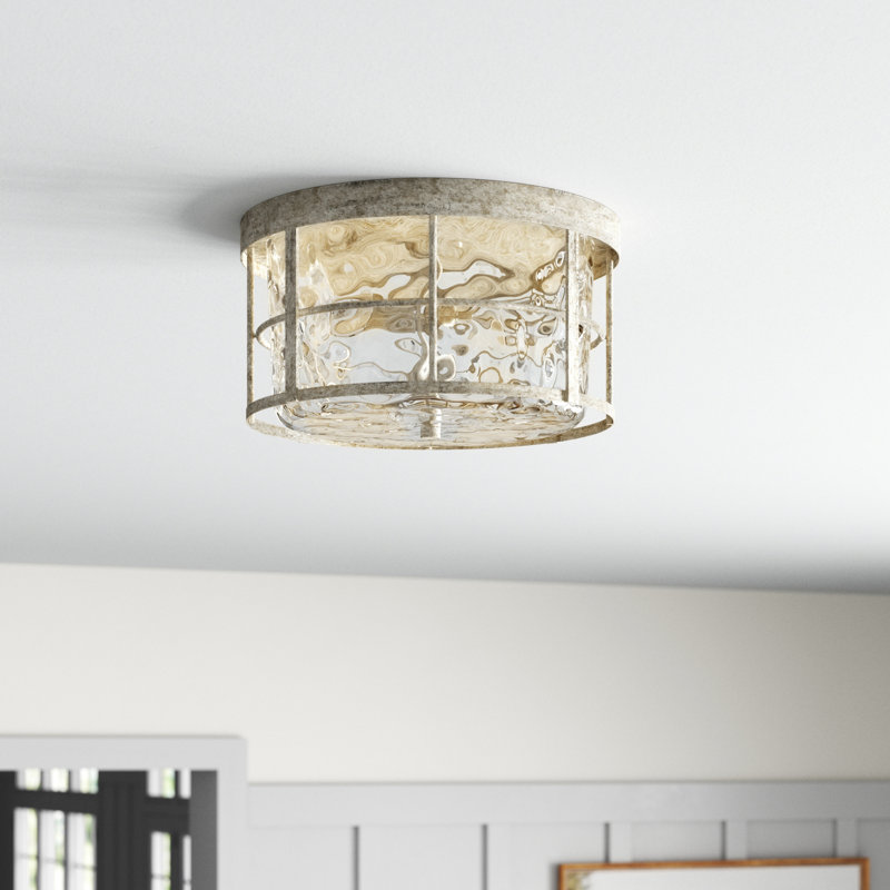 Agustine 2 - Light 13" Unique/Statement Drum Flush Mount, Mystic Sand