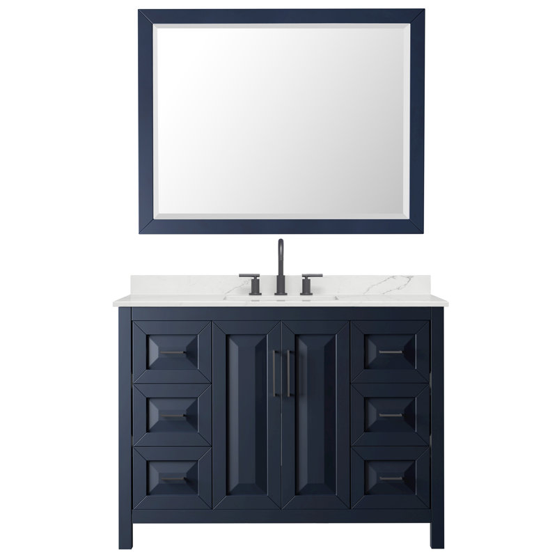 Daria 48'' W Vanity, Matte Black, Blue, Giotto Quartz