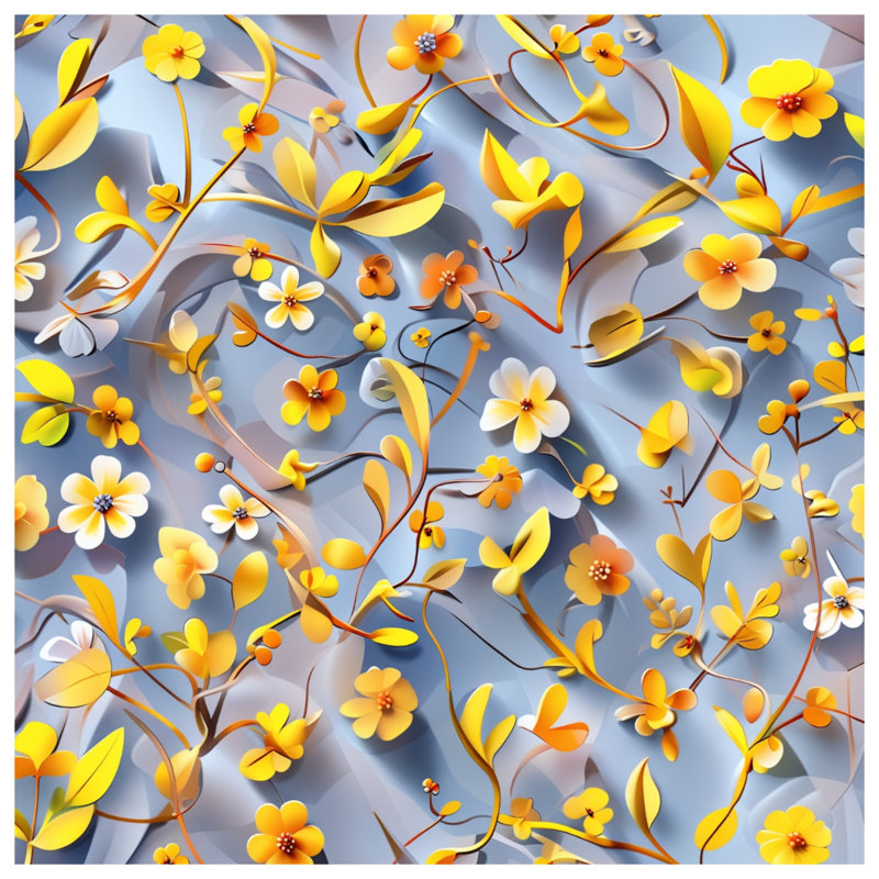 Édredon jaune à motif floral orange, Lit simple