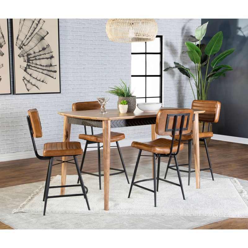 Lambright 5-piece Counter Dining Set Sheesham and Camel, Camel, 5 Pieces: Table, 4 Chairs