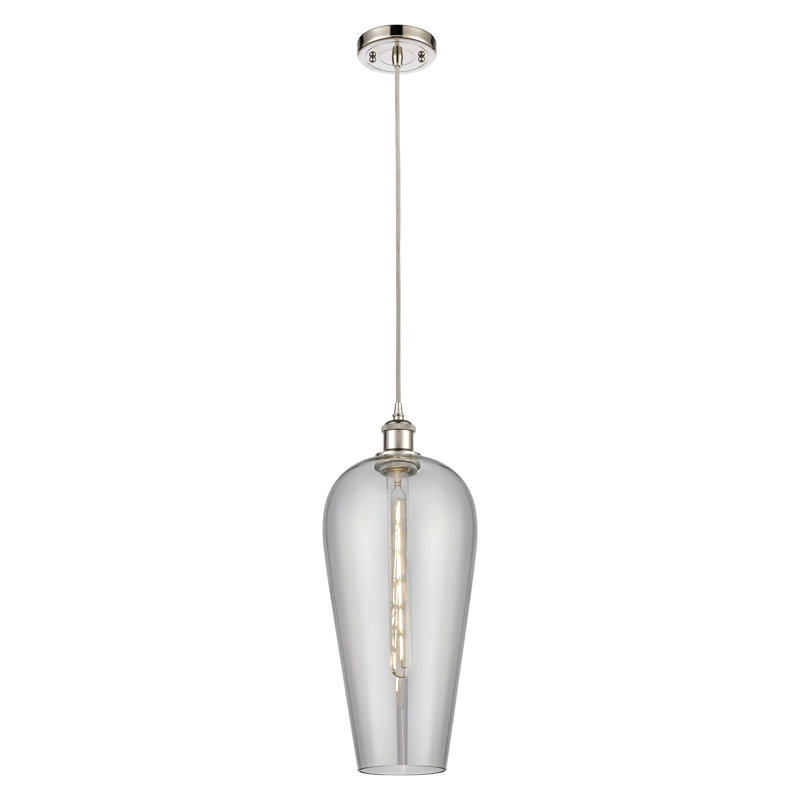 Mini-luminaire suspendu 1 lumière Ballston - Amiina, Gris fumée clair, Nickel poli