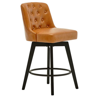 Swivel Upholstered 26'' Counter Stool Wood Leg