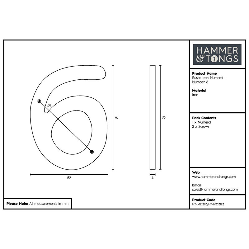 7.6cm H Iron House Number