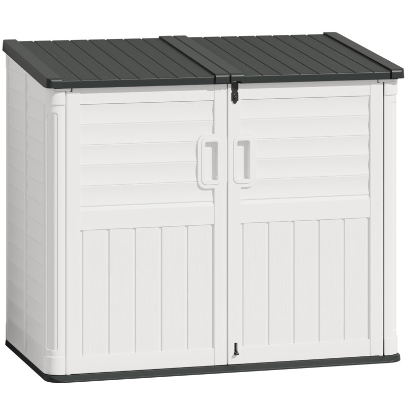 34 Cu.ft Horizontal Outdoor Waterproof Resin Lockable Storage Shed, White