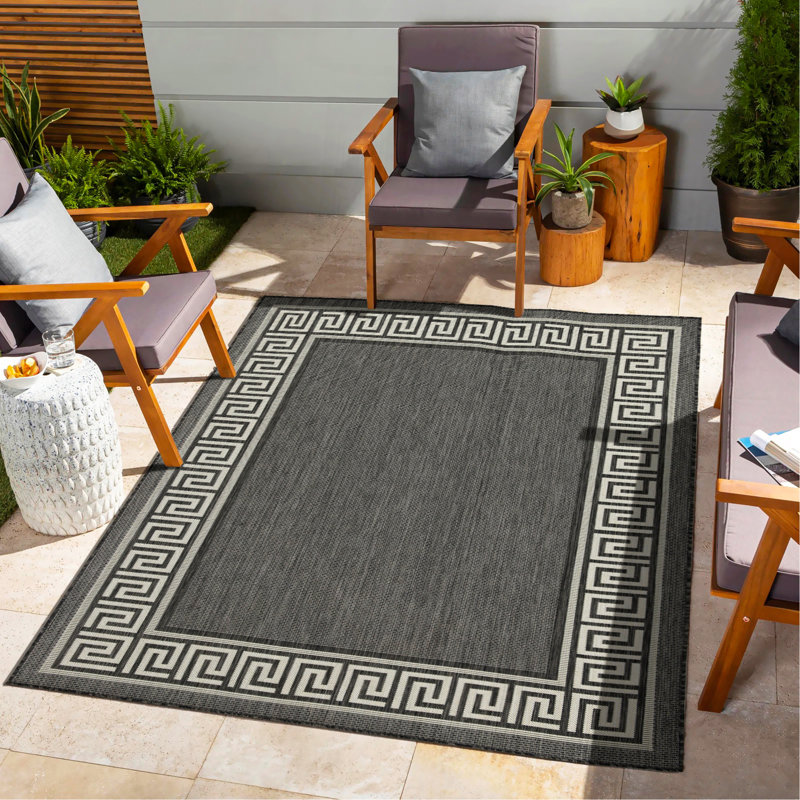 Anthracite Indoor/Outdoor Area Rug, Rectangle 7'10" x 10'3"