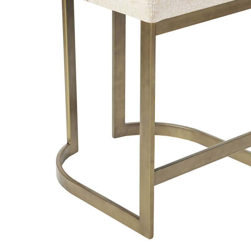 Tabouret de comptoir rembourré de 26 po avec base en métal - Élément décoratif de cuisine moderne, accoudoirs courbés et dossier arrondi, rembourrage en mousse à haute densité