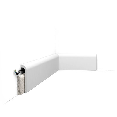 1 in D x 4-3/4in W x 78-3/4 in L Primed White High Impact Polystyrene Baseboard Moulding