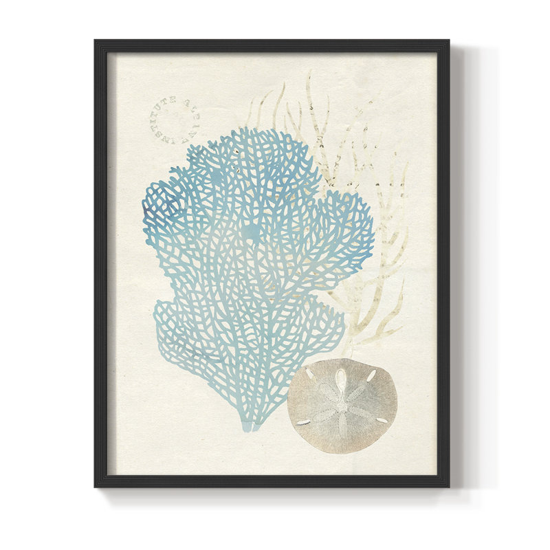 «Quiet Coral I», reproduction encadrée - bois massif, H 21 po x l 17 po, Noir, noir, noir, noir