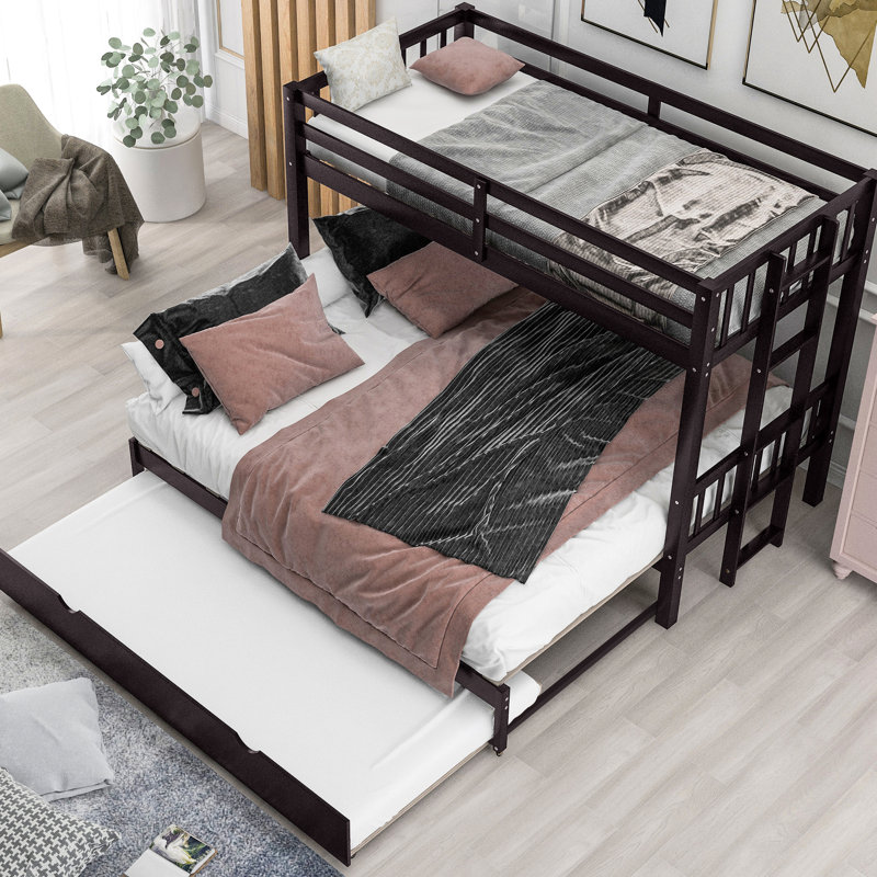 Lit superposé simple escamotable avec lit gigogne, peu encombrant pour les petites pièces, garde-corps, choix de position, structure en pin pour invités de nuit, liberté de placement sur toute la longueur, et