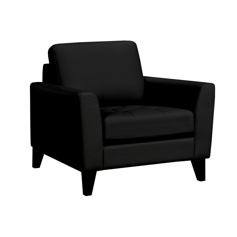 Brunet Armchair, Black Genuine Leather