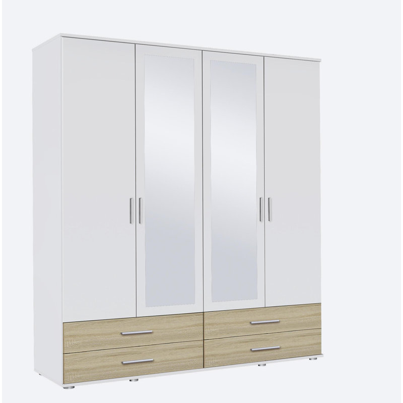 Laffitte 4 Door Wardrobe, Alpine White/Sonoma Oak