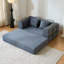 Canapé-lit convertible de 59 pouces avec coussin cylindrique, canapé-lit pliant en velours côtelé avec structure de forme fixe, canapé-lit de salon pour le salon et la chambre à coucher (gris)-830685550