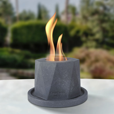 Kante Octagon Concrete Large Tabletop Fire Pit With Metal Extinguisher And Base