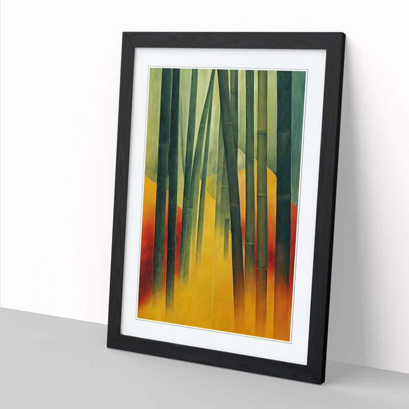 Bamboo Forest Abstract - Single Picture Frame Print, Black Framed, 64cm H x 46cm W