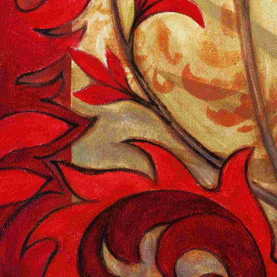 " Transitional Red Flower 2 " Painting Print