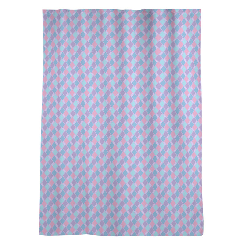 Panneau de rideau simple transparent avec passe-tringle retro diamants Avicia, Mauve / bleu