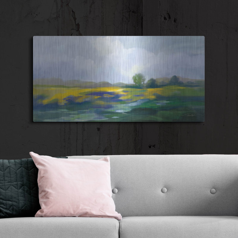 «Spring Green» par Silvia Vassileva, art mural en métal, H 24 po x l 48 po
