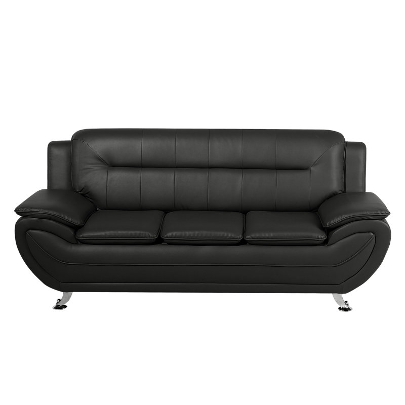 Faux Leather Sofa, Black