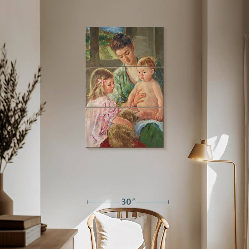Lelend, enfants jouant avec un chien, H 57 po x l 36 po