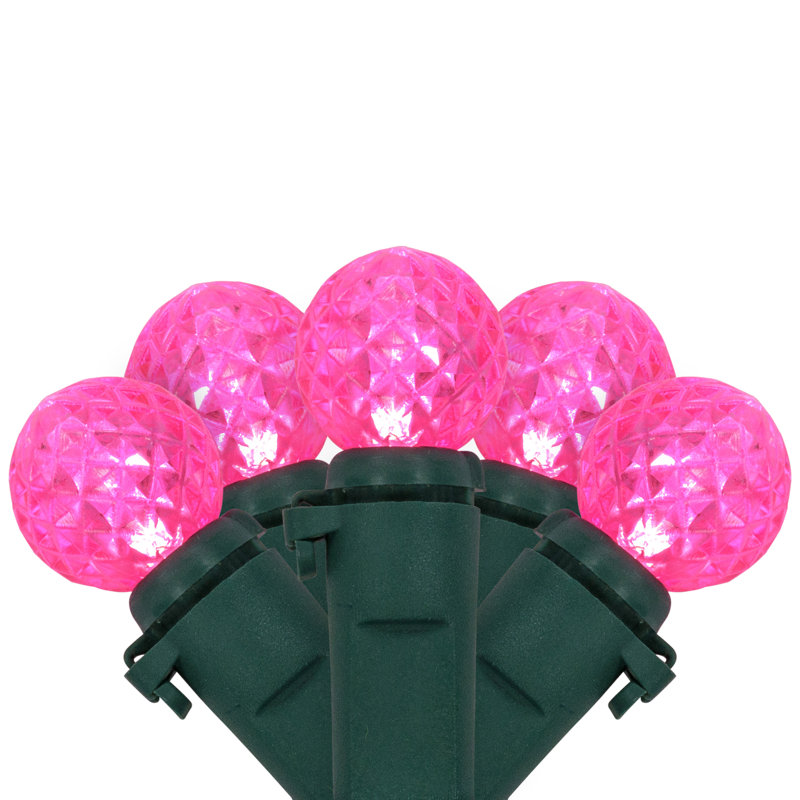 Lumières de Noël DEL G12 Berry - fil vert 16 pi - 50 carats, Rose
