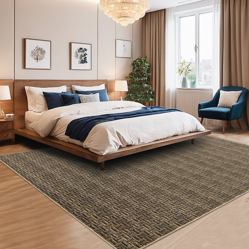 Washable Rug Imitation Braided Print Area Rug Non Slip Large Rug for Living Room Solid Printed Textured Rug Farmhouse Carpet Rug for Bedroom Dining Room