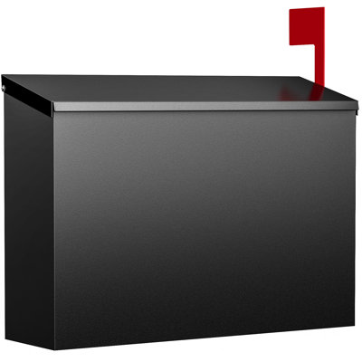 Wall-Mount Mailbox For Outside, Large Capacity Rust-Proof Mail Box With Stay-Open Lid & Red Flag Kit, Galvanized Steel Weather-Resistant Post Box For