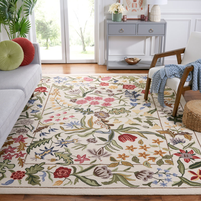 Jamaine Hand Tufted Wool Floral Rug, Rectangle 8' x 10'