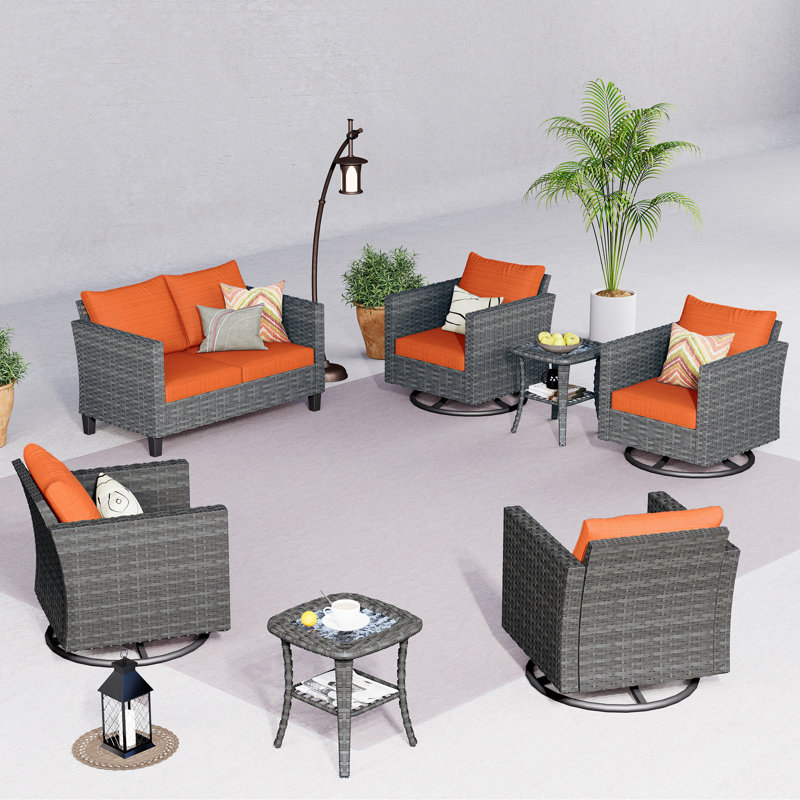 Ensemble de mobilier d'extérieur 7 pièces, Orange