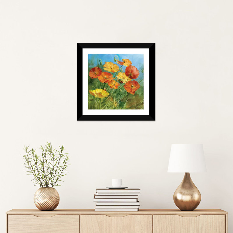 «Summer Field IV» par Danhui Nai - reproduction d'art, Papier encadré noir, Blanc, H 16 po x l 16 po x p 1 po