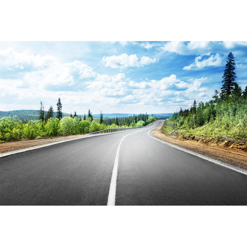 Route et nuages - photographie sur toile tendue, L 12 po x H 8 po