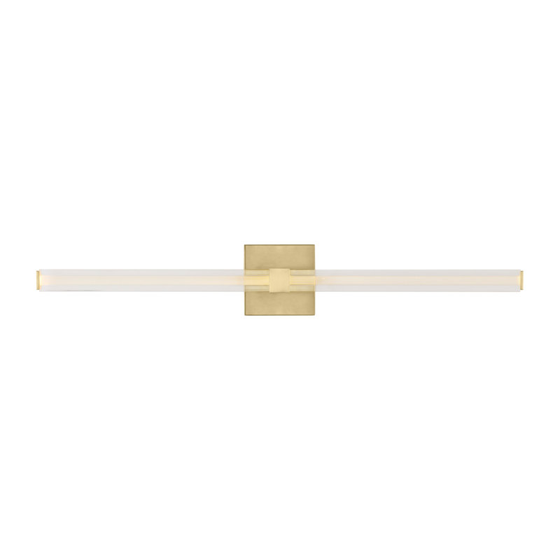 Reiya Square 1 - Light LED Vanity Light, Hand-Rubbed Antique Brass, 4.5" H x 30" W x 2.8" D