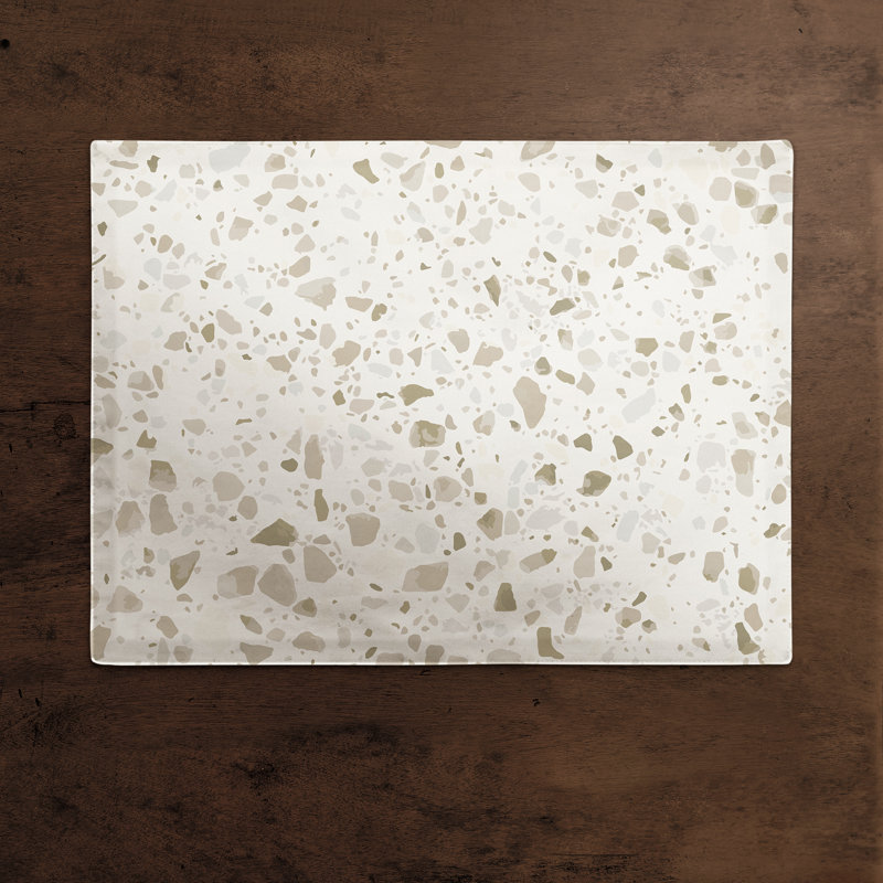 Poly Twill Abstract Rectangle Placemat, Tan