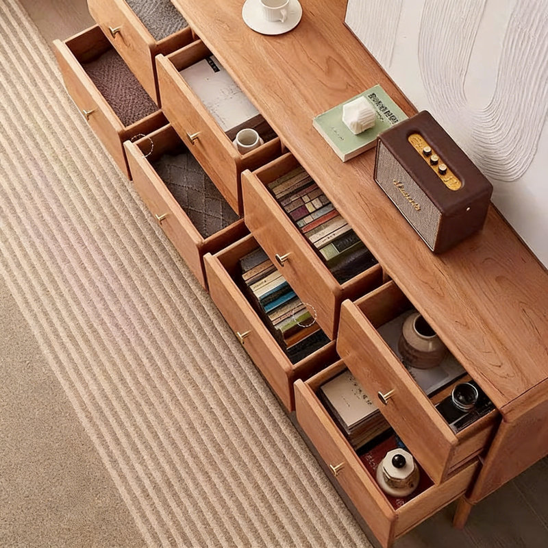 Meuble télé simple en bois massif avec rangement