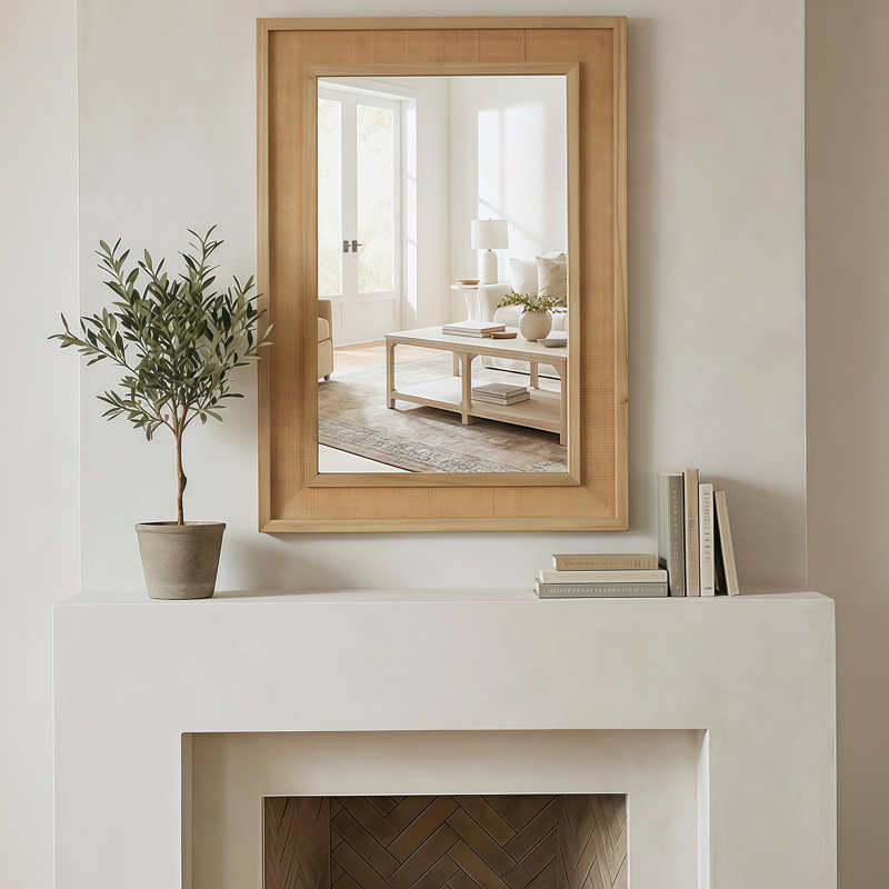 Miroir décoratif rectangulaire, 30 po x 20 po, Bois naturel