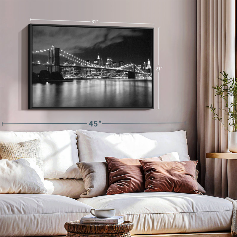 «Brooklyn Bridge At Night Wall Art», H 21 po x l 31 po