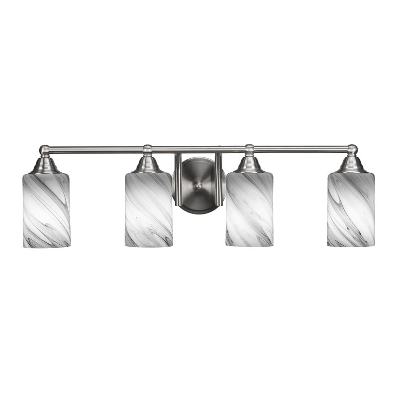 Barre d'éclairage de salle de bain 4 lumières Michell, Nickel brossé