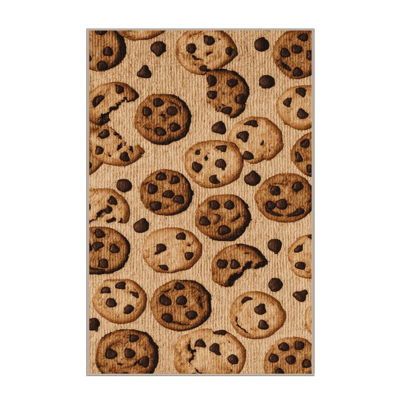 Washable Chocolate chip cookies Desserts Area Rug, Rectangle 5' x 8'