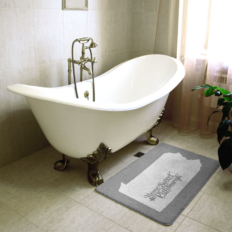Memory Foam Non-Slip Bath Rug, 21" W x 34" L, Gray