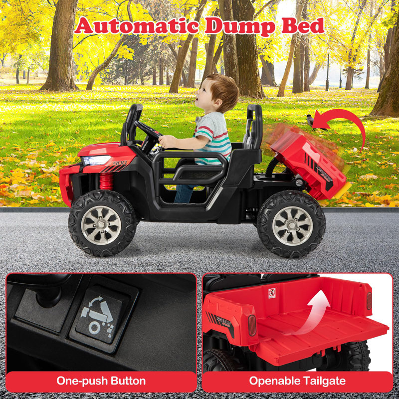 Homdox 24V 2 Seater All-Terrain Vehicles Battery Powered Ride on Toy with Remote Control, Red