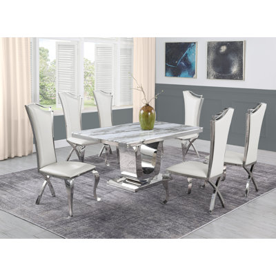 Sipos Marble Top Pedestal Dining Set
