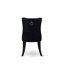 Cet ensemble de salle à manger 9 pièces se compose d'une table rectangulaire et de 8 chaises de salle à manger en tissu de lin noir avec dossier capitonné à boutons - fini noir sablé.-1985368604-1988635297