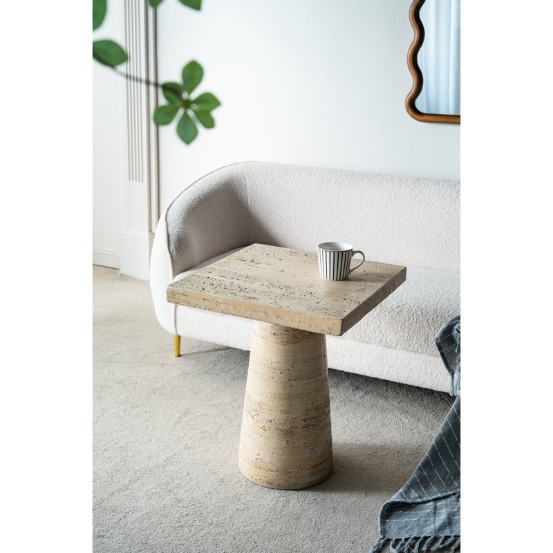 Table d'appoint fabriquée en magnésium, 20 x 20 x 24 po, finition crème, plateau et piédestal carrés, polyvalente pour les tables de chevet, les tables de vestibule, les supports à plantes, la base de piédestal pour maison moderne, l'addition