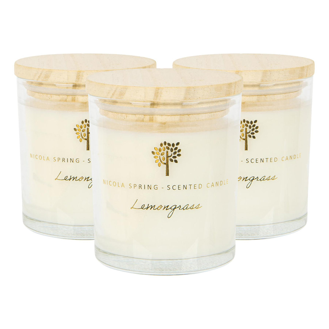 Nicola Spring - 3x Soy Wax Scented Candles - 130g - Lemongrass