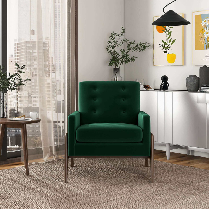 Méridienne Cole, Green Cushion/Walnut Frame