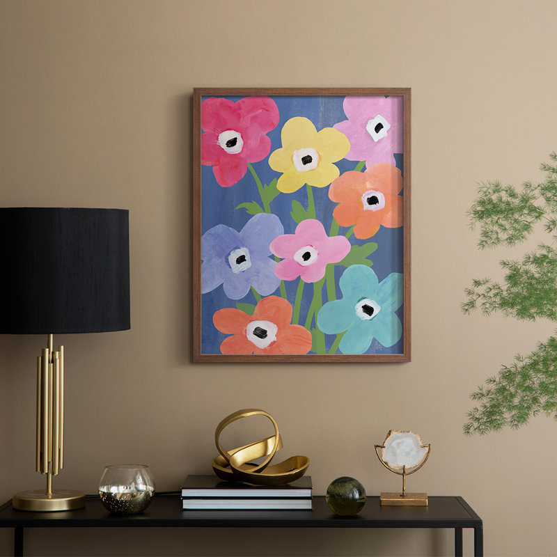 «Flower Market Color II», reproduction encadrée - bois massif, Noyer, H 15 po x l 12 po